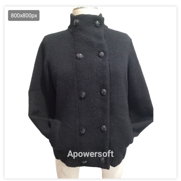 Ralph Lauren Black knit double breasted sweater size Large - Picture 4 of 5